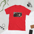 Graphic tee in red with rectangular photo-style front print