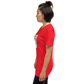 Red unisex graphic T-shirt with small back print