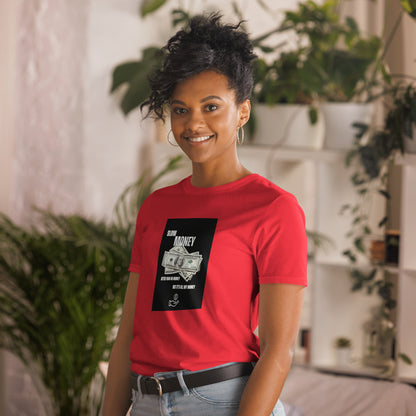 Red unisex short-sleeve T-shirt with &