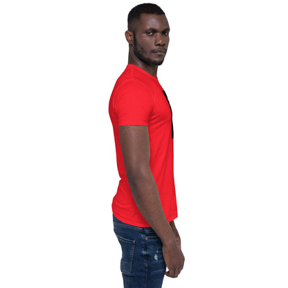 Unisex short-sleeve T-shirt, red, sleeve and side seam view