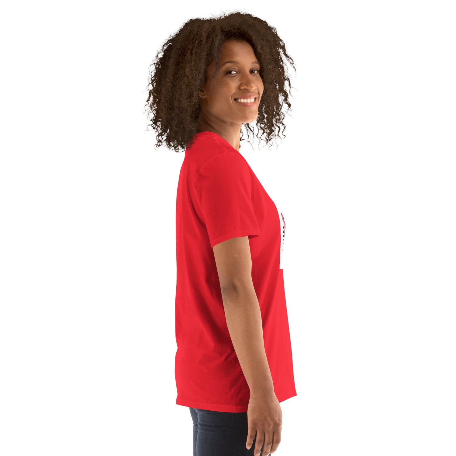 You &amp; Me Always Together unisex T-shirt in red, side view, short sleeves