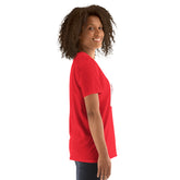 You & Me Always Together unisex T-shirt in red, side view, short sleeves