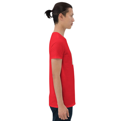 Red T-shirt side view, short sleeves