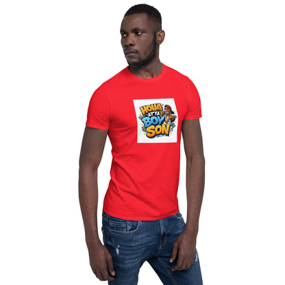 Unisex T-Shirt l Red, kurzärmelig; Frontdruck im Quadrat, Rundhalsausschnitt
