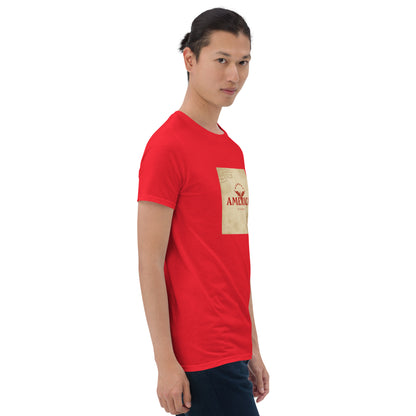 Red unisex graphic T-shirt with rectangular &