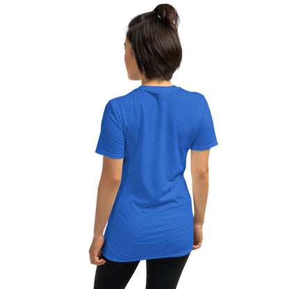 Blue unisex T-shirt with plain back