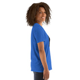 Unisex short-sleeve T-shirt, royal blue, crew neck, alternate side view