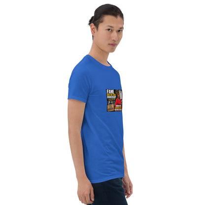 Unisex short-sleeve T-shirt, blue, front graphic on chest