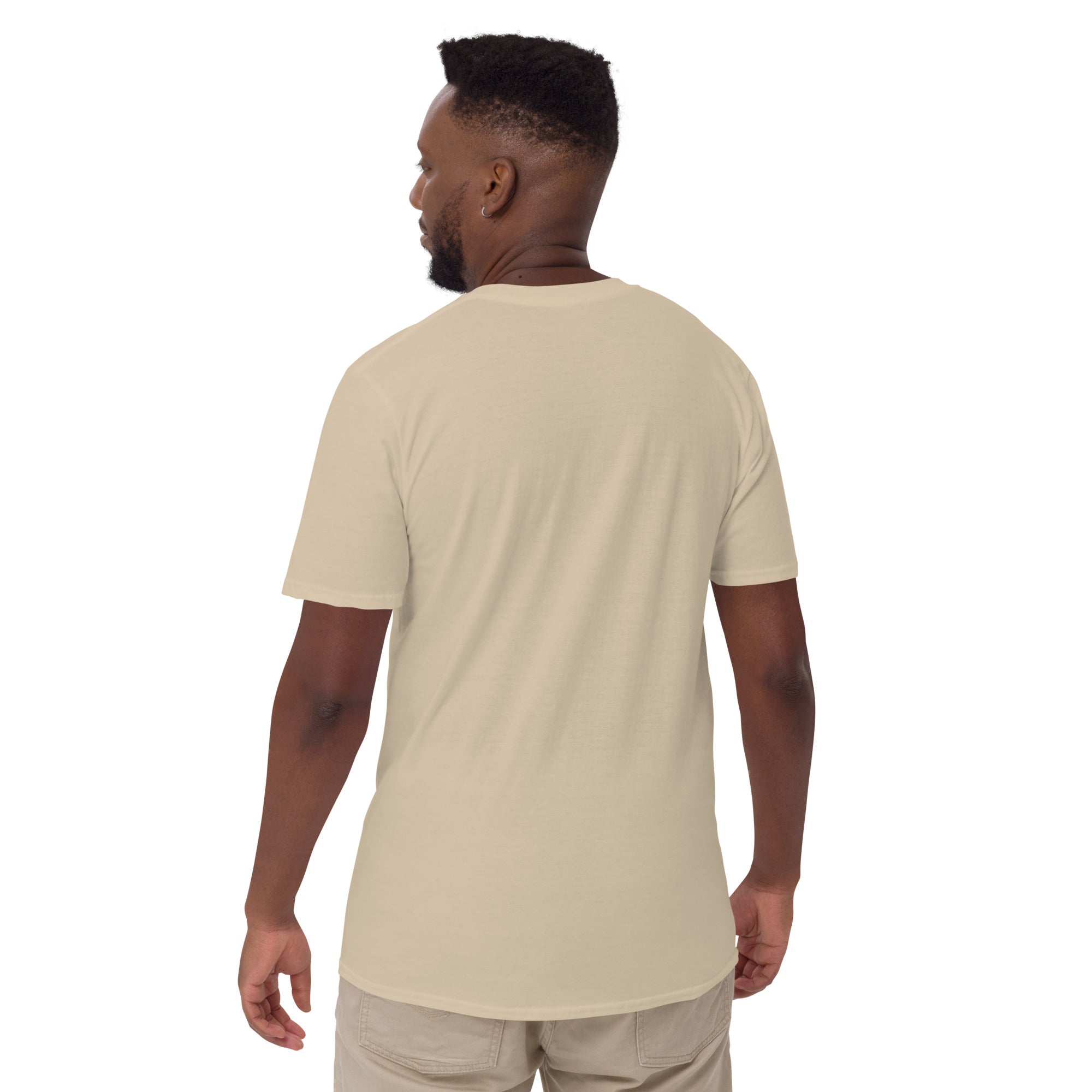 Sand unisex short-sleeve T-shirt, back view, crew neck