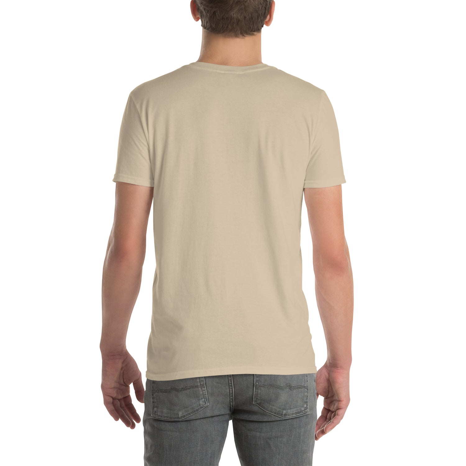 Sand/tan unisex short-sleeve T-shirt, back view (no visible graphic)
