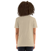 Unisex short-sleeve T-shirt, natural sand; back view with no visible front print