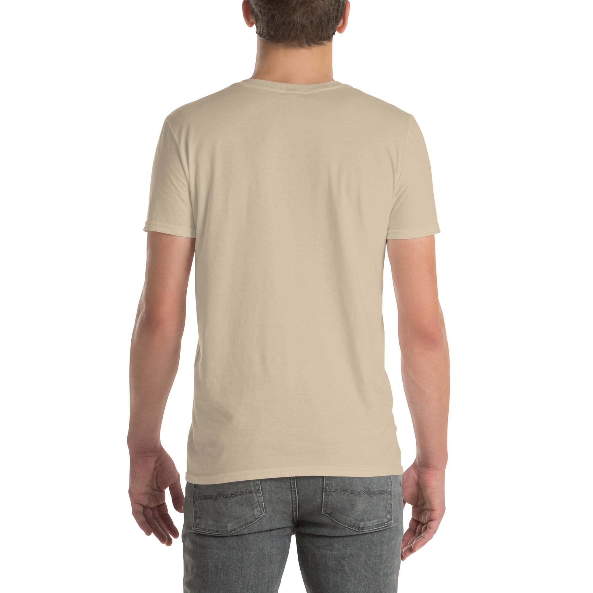 America Is A Scam T-shirt, natural/beige, back view, short sleeves