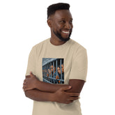 Natural unisex short-sleeve T-shirt with centered front graphic panel