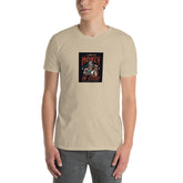 Unisex short-sleeve T-shirt in sand with square graphic front print