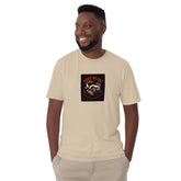 Unisex short-sleeve T-shirt in natural beige with front square graphic print