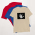 Unisex T-shirt, sand beige with white handprint graphic on chest