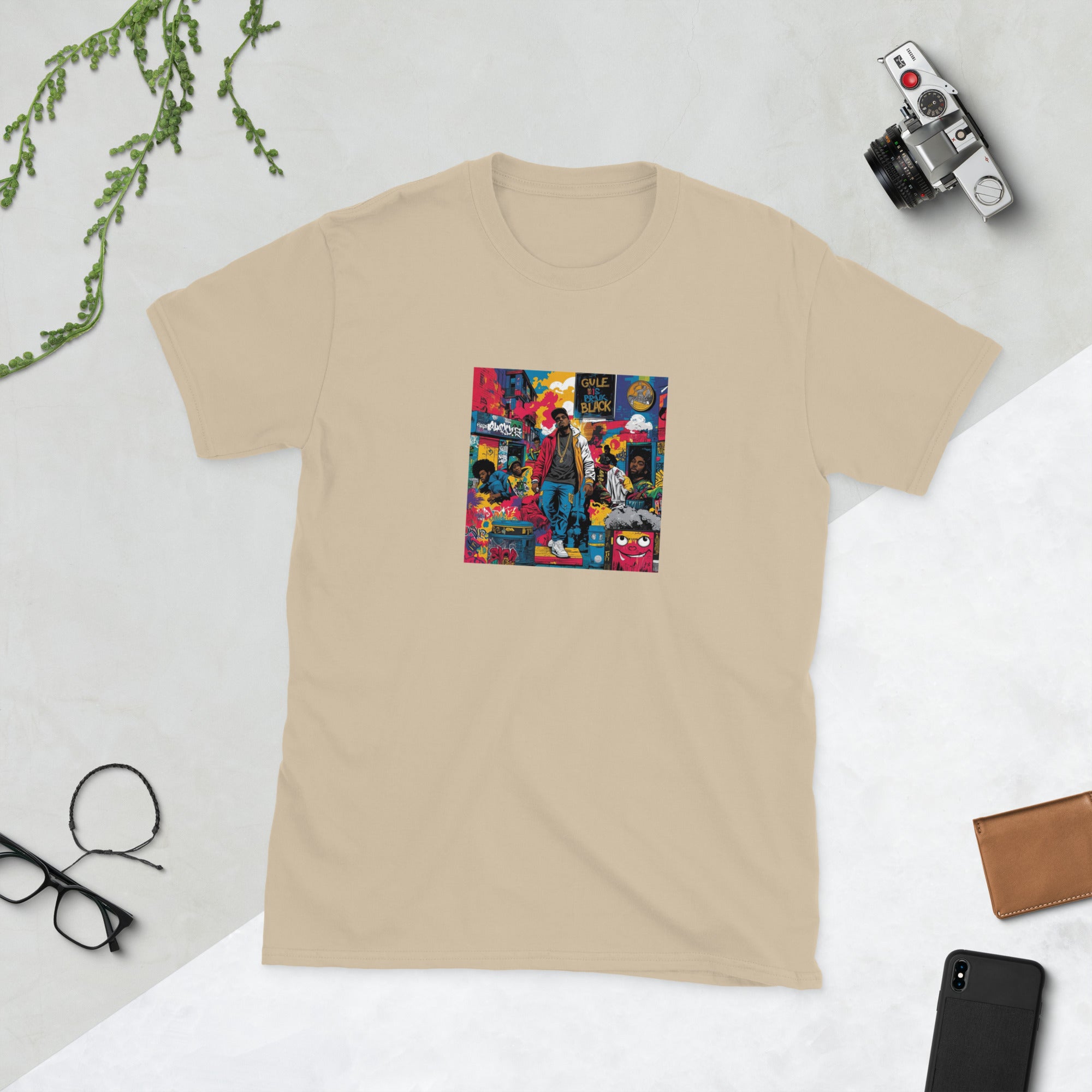 Sand unisex T-shirt, short sleeves, front graphic print