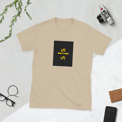 Sand beige crewneck graphic t-shirt with black square &