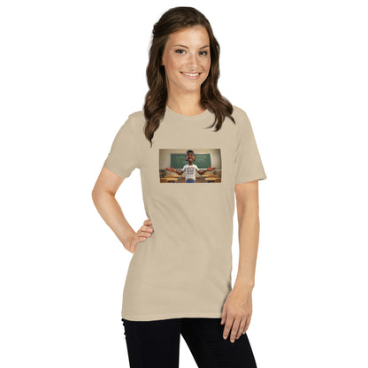 Beiges Unisex-T-Shirt mit Frontfoto-Print von Move In Silence