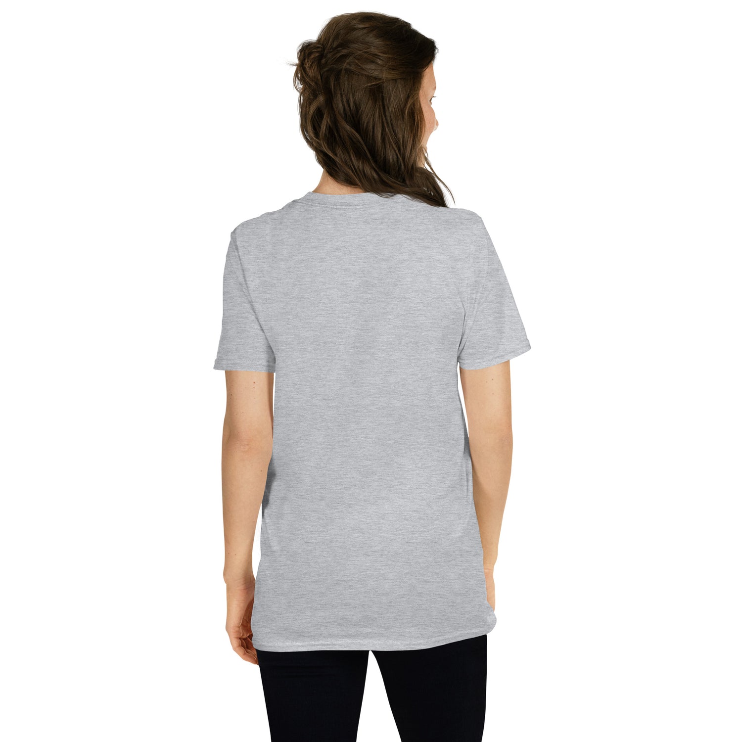 Sport grey unisex short-sleeve T-shirt, back view