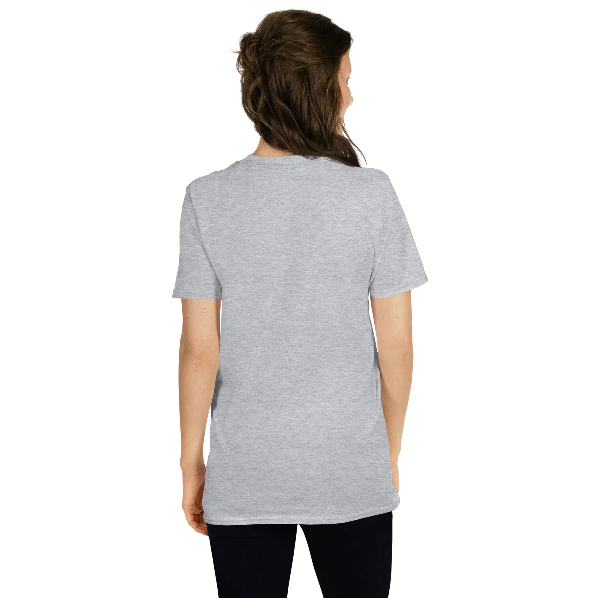 Sport grey unisex short-sleeve T-shirt, back view