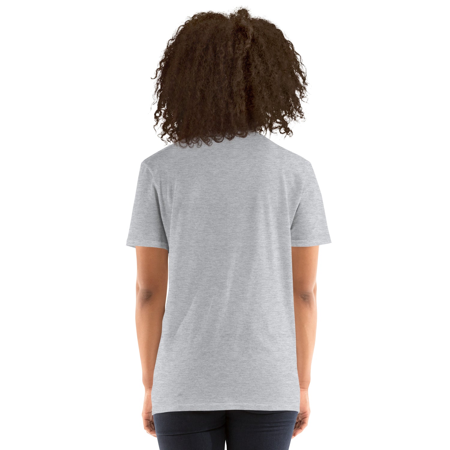 Camiseta premium gris jaspe vista trasera, cuello redondo y manga corta