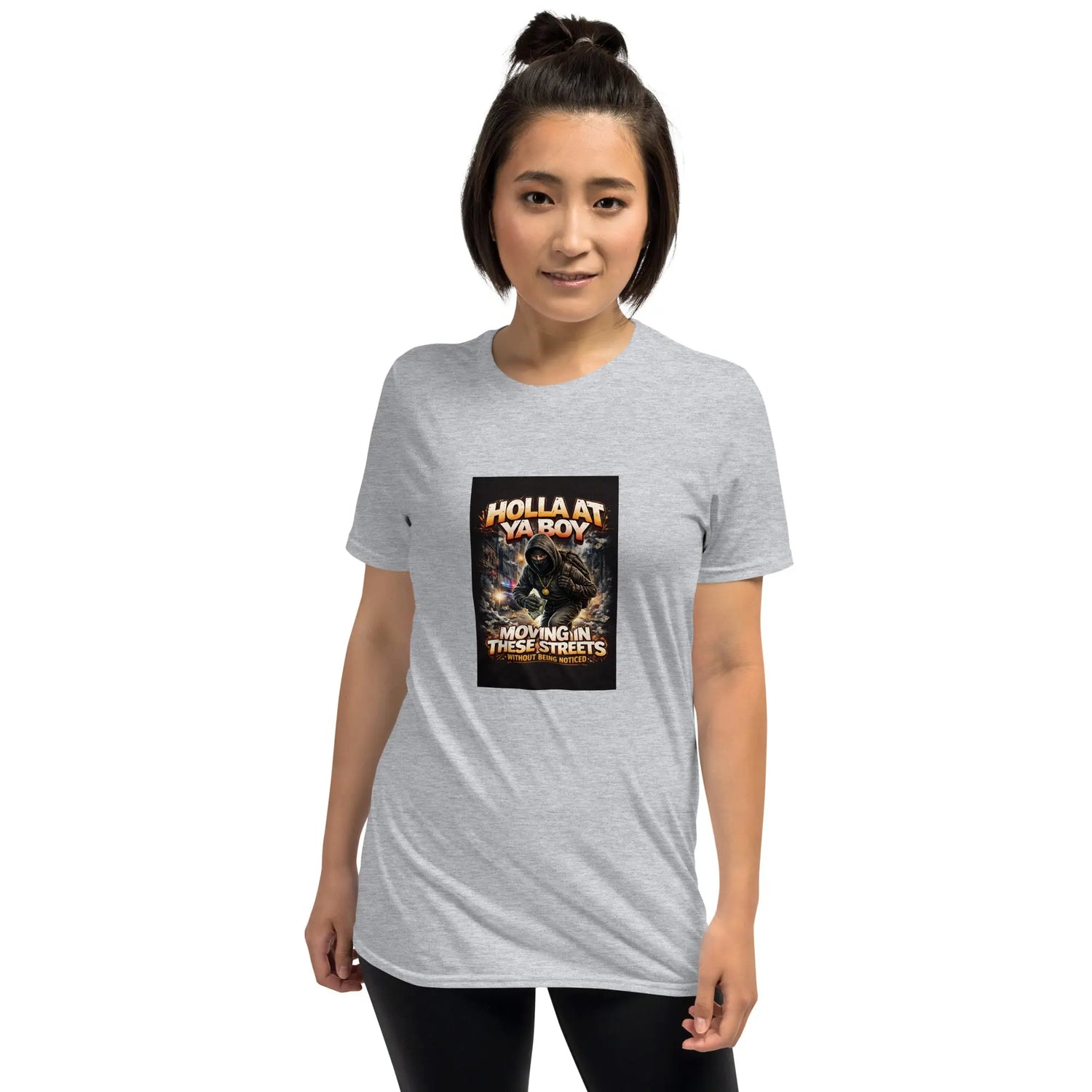 Unisex T-Shirt in Grau mit Frontprint-Quadrat