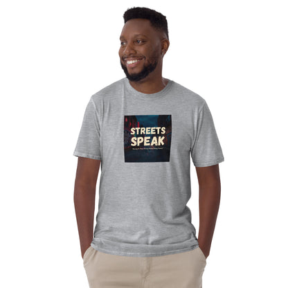 Streets Speaks T-shirt unisex manga corta gris jaspeado con estampado frontal