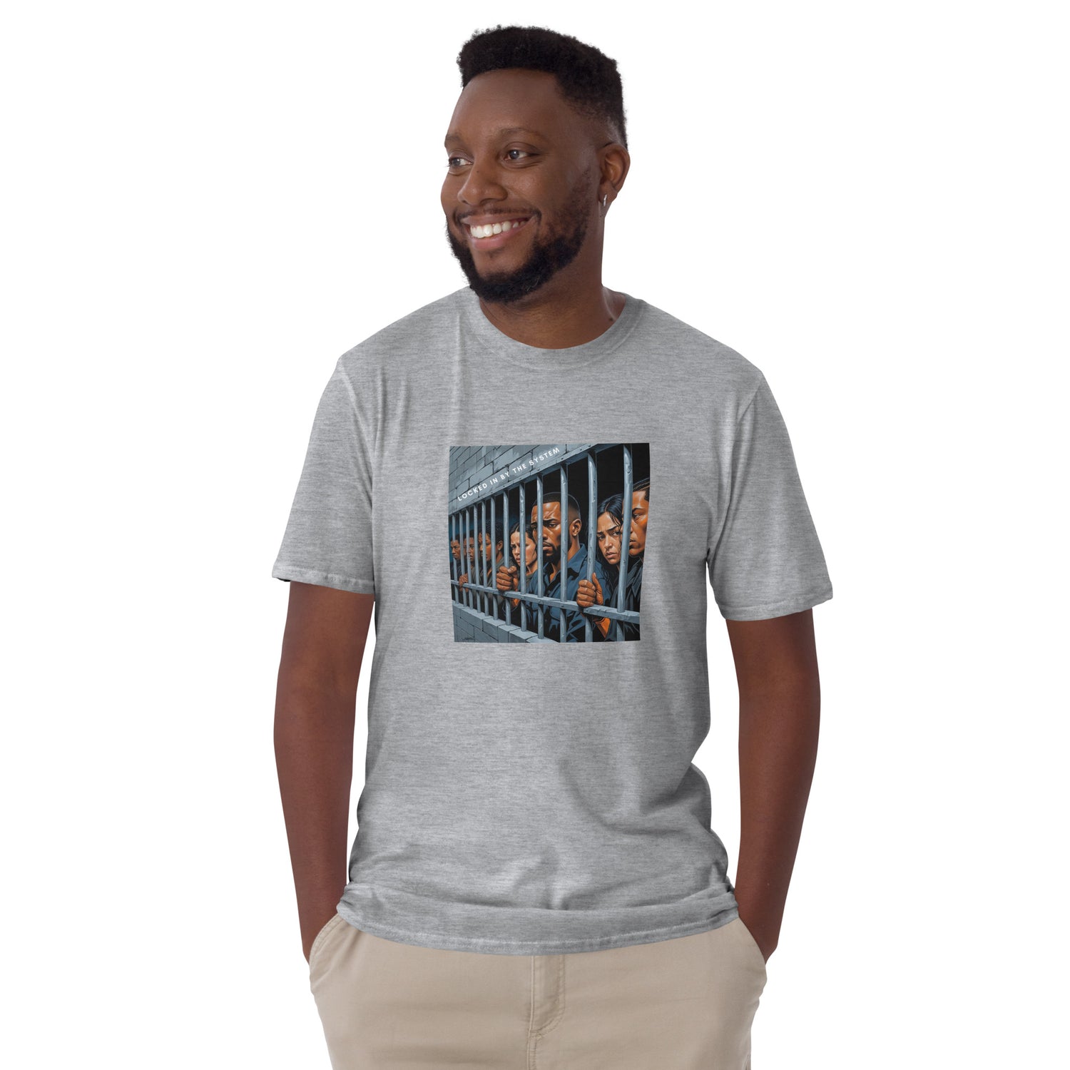 Sport grey short-sleeve unisex T-shirt with front bar graphic print