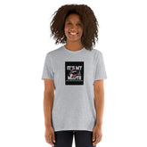Heather gray unisex short-sleeve T-shirt with square chest logo graphic