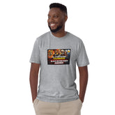 Gray unisex short-sleeve T-shirt with front square statement graphic
