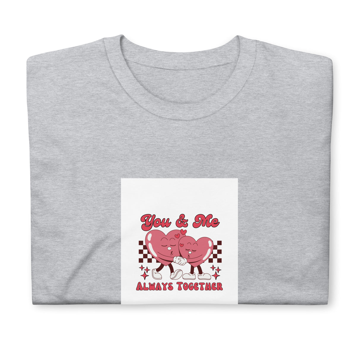 Heather gray graphic tee with heart mice &