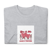 Heather gray graphic tee with heart mice &