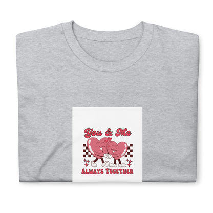Heather gray graphic tee with heart mice &