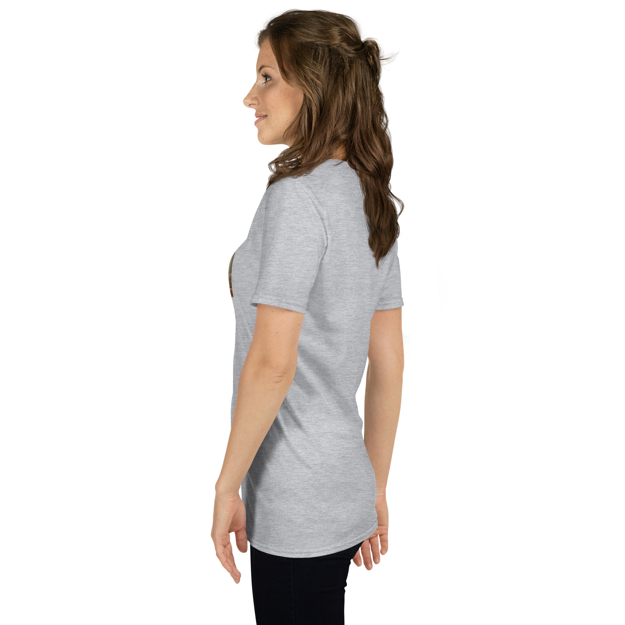 Sport grey unisex T-shirt, side profile