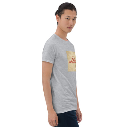 MIS Apparel heather gray crew-neck T-shirt, front view with square chest graphic