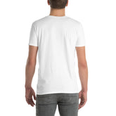 Unisex short-sleeve t-shirt in white, back view
