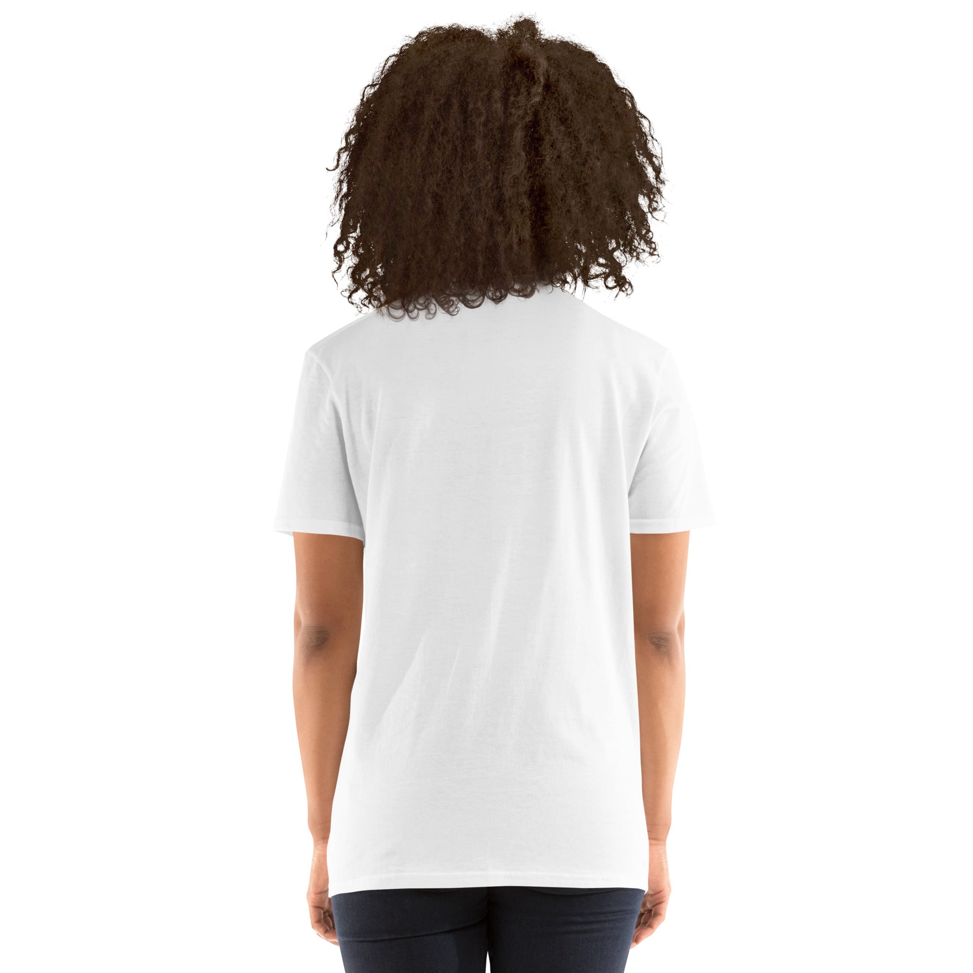 White unisex short-sleeve T-shirt, plain back view