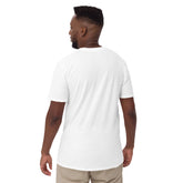 Unisex white T-shirt with crew neck, short sleeves, plain back