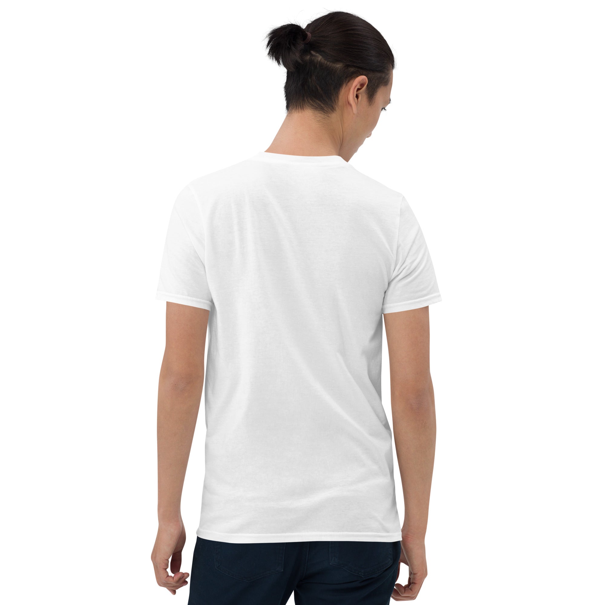 White unisex short-sleeve T-shirt, back view
