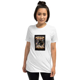 White unisex T-shirt with front square graphic, crew neck and short sleeves