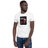 White short-sleeve unisex T-shirt with front square graphic print