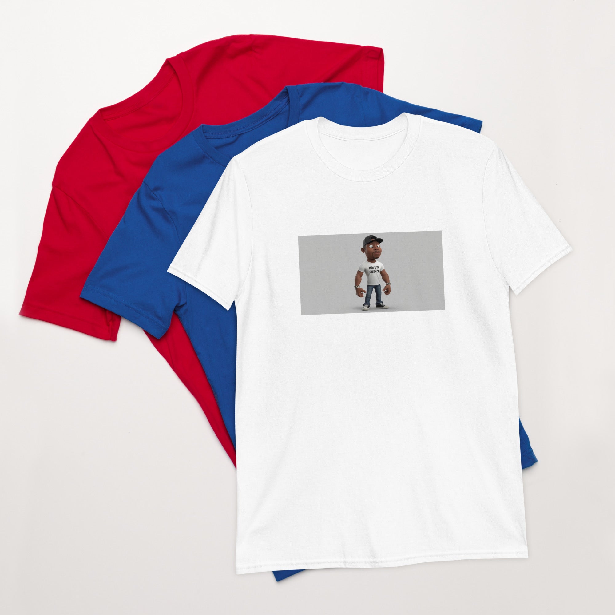 White short-sleeve unisex T-shirt, front graphic print centered