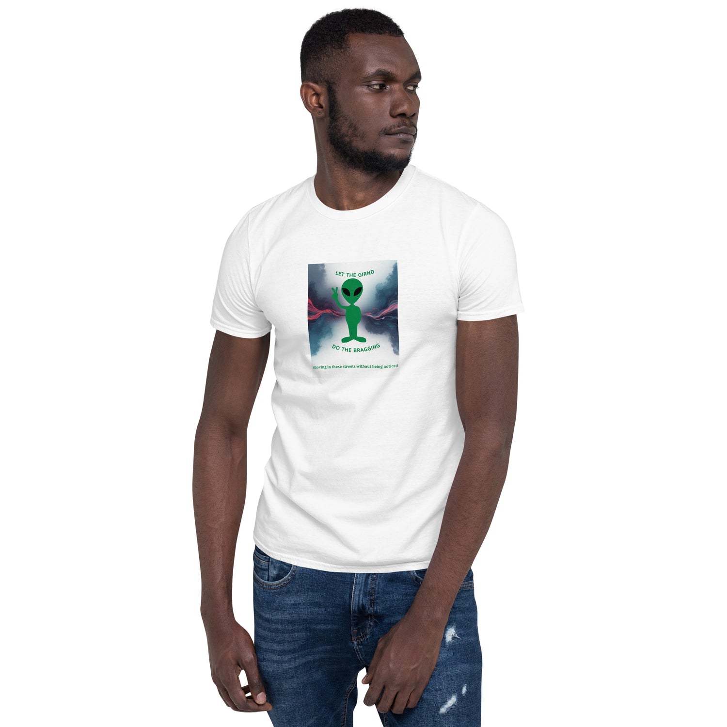 Let The Grind Do The Bragging unisex T-shirt, white, centered front print