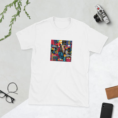 Unisex T-Shirt con maniche corte, bianco, stampa frontale a colori