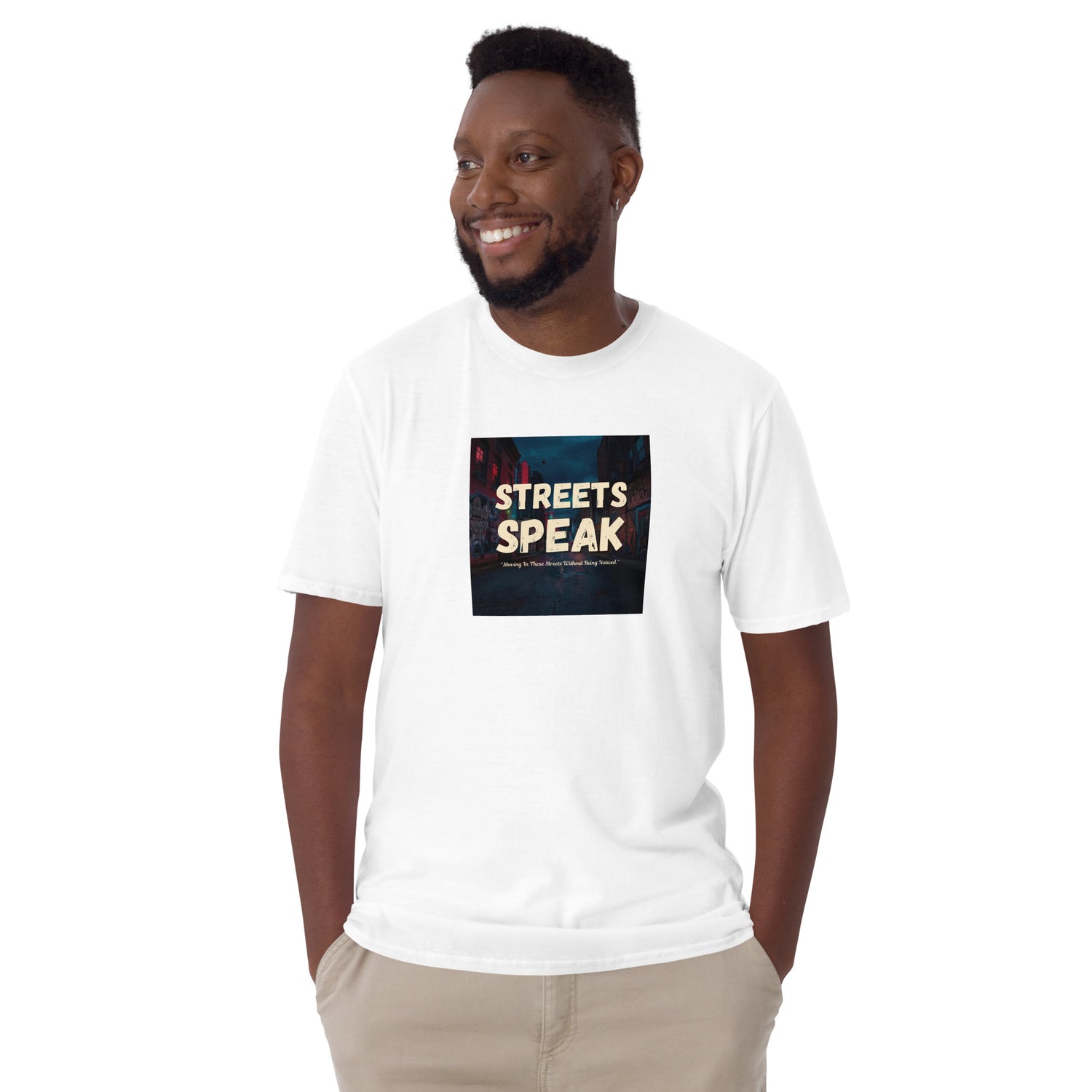 Streets Speaks T-Shirt, white, front square print “STREETS SPEAK”, short-sleeve