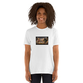 Premium T-shirt, white, short sleeves, square front graphic