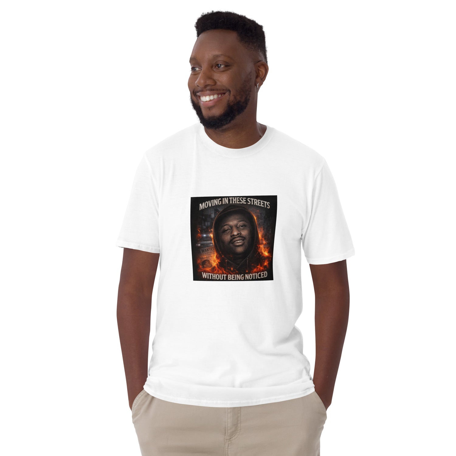 Unisex T-Shirt weiß mit Front-Print, kurze Ärmel, Rundhalsausschnitt