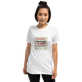 Unisex white graphic t-shirt with front square “telling the truth is crazy” print