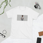 White unisex T-shirt with centered photo graphic on front